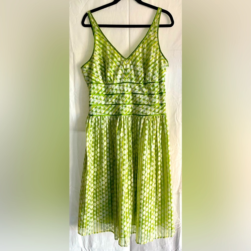 Fun green stripes and polka dots dress size 16